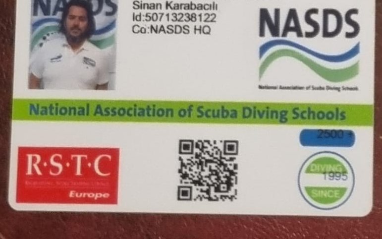Sinan Karabacılı — NASDS Open Water Scuba Instructor kartı, RSTC Europe